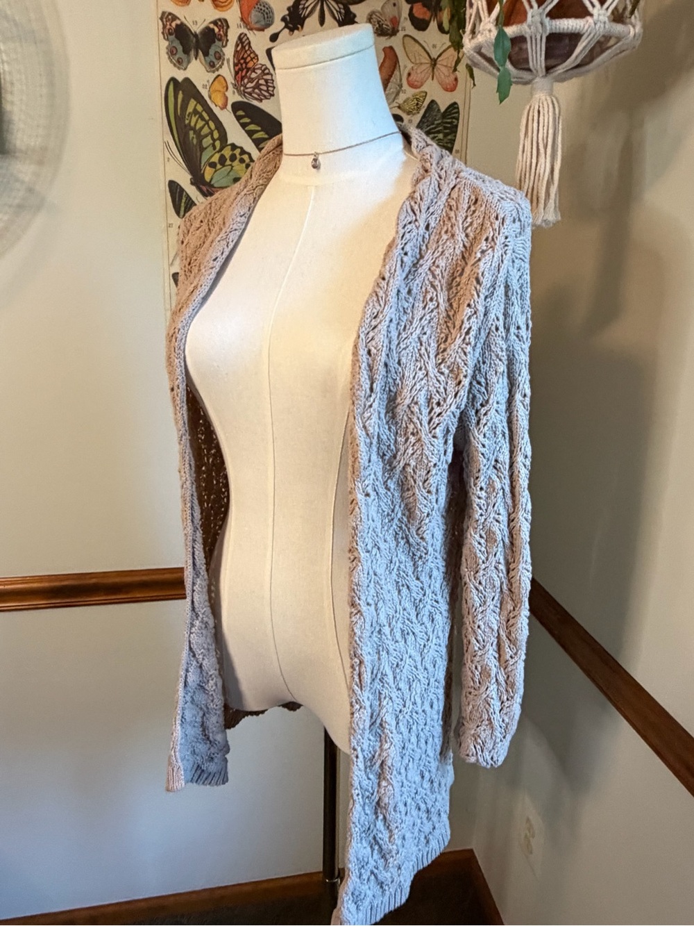 Cable Knit Cardigan in Beige